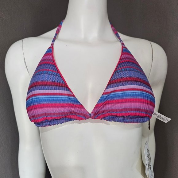 Becca Stripe Therapy Reversible Triangle Bikini Top - Picture 2 of 9